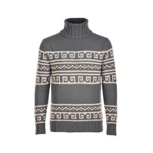 Manrico Cashmere Tribal Pattered Turtleneck Thick Knit Sweater